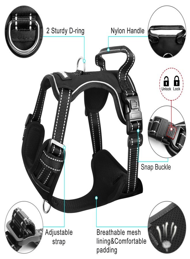 WINSEE Dog/Pet Harnesses No Pull with Dog Collar, Adjustable Reflective Oxford Outdoor Vest, Front/Back Leash Clips for Small, Medium, Large, Extra Large Dogs, Easy Control Handle for Walking - Image 4